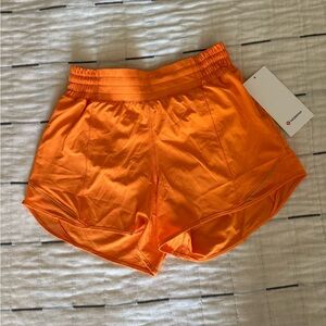 Lululemon hotty hot high-rise lined short 4” in lit orange